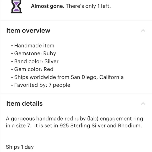 Lab created ruby ring - Picture 7 of 7